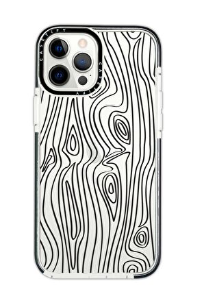 iPhone 11 Pro Casetify Wooden Desenli Anti Shock Premium Silikonlu Siyah Kenar Detaylı Telefon Kılıfı