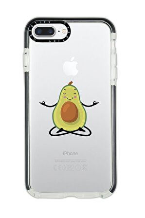 iPhone 7 Plus Casetify Yogacı Avokado Desenli Anti Shock Premium Silikonlu Siyah Kenar Detaylı Telefon Kılıfı