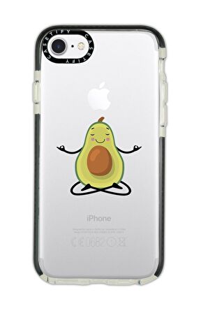 iPhone 8 Casetify Yogacı Avokado Desenli Anti Shock Premium Silikonlu Siyah Kenar Detaylı Telefon Kılıfı