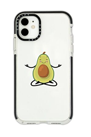 iPhone 11 Casetify Yogacı Avokado Desenli Anti Shock Premium Silikonlu Siyah Kenar Detaylı Telefon Kılıfı