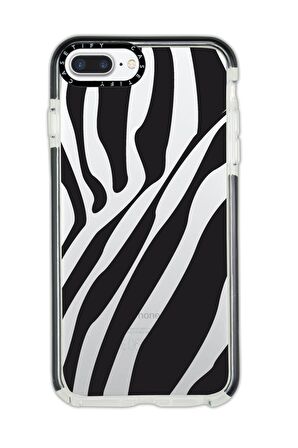 iPhone 7 Plus Casetify Zebra Desenli Anti Shock Premium Silikonlu Siyah Kenar Detaylı Telefon Kılıfı
