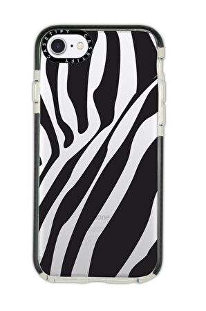 iPhone 8 Casetify Zebra Desenli Anti Shock Premium Silikonlu Siyah Kenar Detaylı Telefon Kılıfı