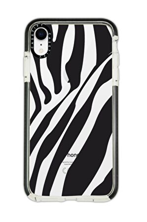 iPhone XR Casetify Zebra Desenli Anti Shock Premium Silikonlu Siyah Kenar Detaylı Telefon Kılıfı