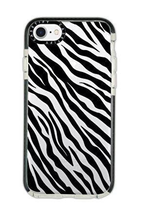 iPhone 7 Casetify Zebra Pattern Anti Shock Premium Silikonlu Siyah Kenar Detaylı Telefon Kılıfı