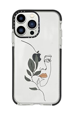 iPhone 13 Pro Max Line Art Women Casetify Darbe Emci Silikonlu Telefon Kılıfı