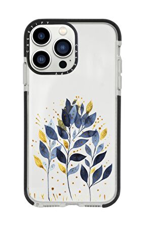 iPhone 13 Pro Max Mavi Yaprak Casetify Darbe Emci Silikonlu Telefon Kılıfı