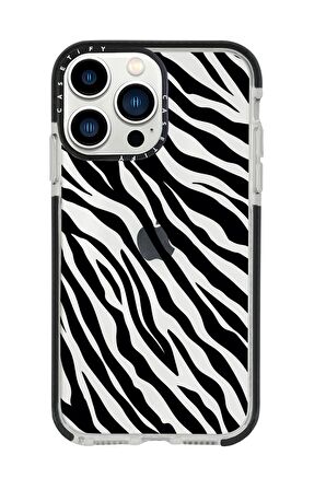iPhone 13 Pro Max Zebra Pattern Casetify Darbe Emci Silikonlu Telefon Kılıfı
