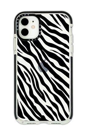 iPhone 12 Casetify Zebra Pattern Anti Shock Premium Silikonlu Siyah Kenar Detaylı Telefon Kılıfı