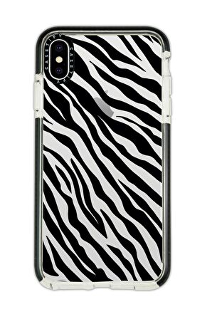 iPhone X Casetify Zebra Pattern Anti Shock Premium Silikonlu Siyah Kenar Detaylı Telefon Kılıfı