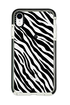 iPhone XR Casetify Zebra Pattern Anti Shock Premium Silikonlu Siyah Kenar Detaylı Telefon Kılıfı