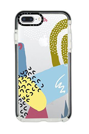 iPhone 7 Plus Casetify Colorful Pattern Desenli Anti Shock Premium Silikonlu Siyah Kenar Detaylı Telefon Kılıfı