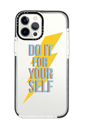 iPhone 12 Pro Casetify Do It Desenli Anti Shock Premium Silikonlu Siyah Kenar Detaylı Telefon Kılıfı