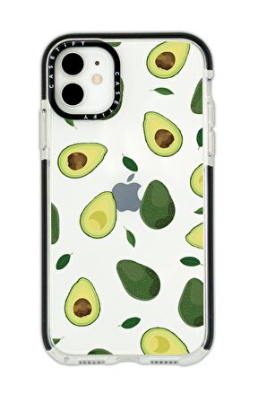 iPhone 11 Casetify Avokado Desenli Anti Shock Premium Silikonlu Siyah Kenar Detaylı Telefon Kılıfı