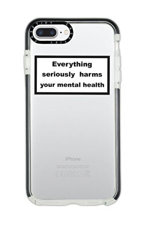 iPhone 8 Plus Casetify Everything Seriously Desenli Anti Shock Premium Silikonlu Siyah Kenar Detaylı Telefon Kılıfı
