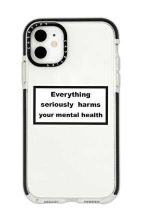 iPhone 11 Casetify Everything Seriously Desenli Anti Shock Premium Silikonlu Siyah Kenar Detaylı Telefon Kılıfı