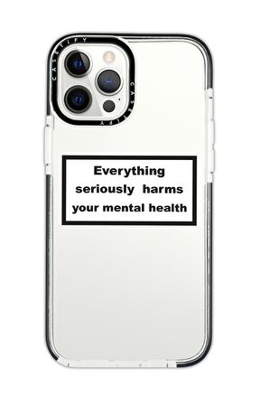 iPhone 12 Pro Max Casetify Everything Seriously Desenli Anti Shock Premium Silikonlu Siyah Kenar Detaylı Telefon Kılıfı