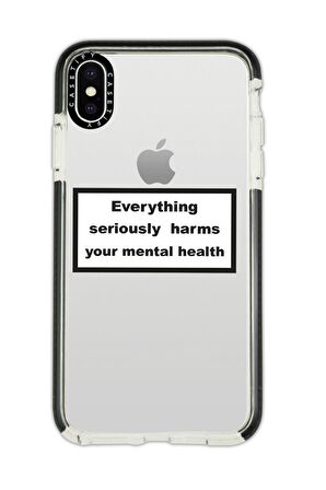 iPhone X Casetify Everything Seriously Desenli Anti Shock Premium Silikonlu Siyah Kenar Detaylı Telefon Kılıfı