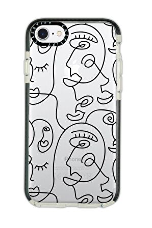 iPhone 8 Casetify Face Art Desenli Anti Shock Premium Silikonlu Siyah Kenar Detaylı Telefon Kılıfı