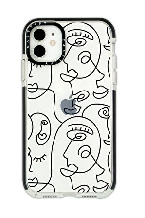 iPhone 11 Casetify Face Art Desenli Anti Shock Premium Silikonlu Siyah Kenar Detaylı Telefon Kılıfı