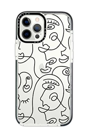 iPhone 12 Pro Casetify Face Art Desenli Anti Shock Premium Silikonlu Siyah Kenar Detaylı Telefon Kılıfı