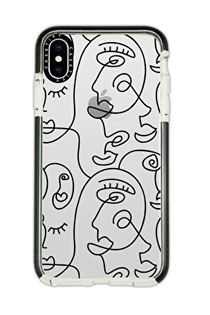 iPhone X Casetify Face Art Desenli Anti Shock Premium Silikonlu Siyah Kenar Detaylı Telefon Kılıfı