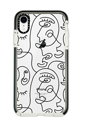 iPhone XR Casetify Face Art Desenli Anti Shock Premium Silikonlu Siyah Kenar Detaylı Telefon Kılıfı