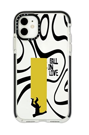 iPhone 12 Casetify Fall In Love Desenli Anti Shock Premium Silikonlu Siyah Kenar Detaylı Telefon Kılıfı