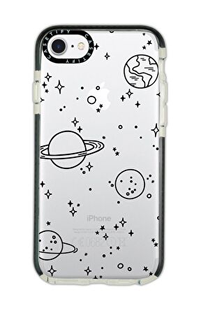iPhone 6 Casetify Galaxy Desenli Anti Shock Premium Silikonlu Siyah Kenar Detaylı Telefon Kılıfı