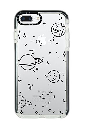 iPhone 8 Plus Casetify Galaxy Desenli Anti Shock Premium Silikonlu Siyah Kenar Detaylı Telefon Kılıfı