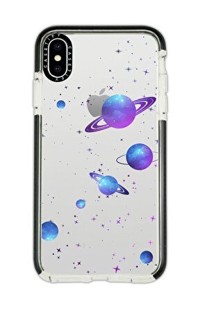 iPhone X Casetify Galaxy And Stars Desenli Anti Shock Premium Silikonlu Siyah Kenar Detaylı Telefon Kılıfı