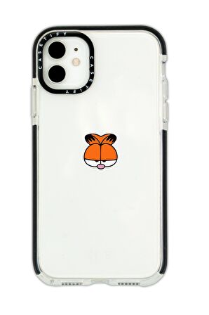 iPhone 12 Casetify Garfield Desenli Anti Shock Premium Silikonlu Siyah Kenar Detaylı Telefon Kılıfı