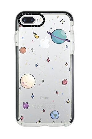 iPhone 8 Plus Casetify Gezegenler Desenli Anti Shock Premium Silikonlu Siyah Kenar Detaylı Telefon Kılıfı