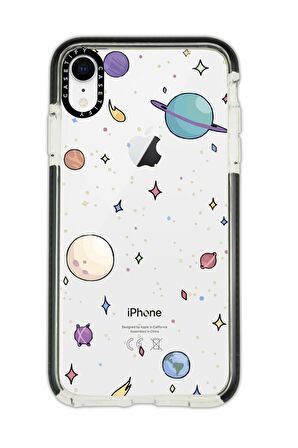 iPhone XR Casetify Gezegenler Desenli Anti Shock Premium Silikonlu Siyah Kenar Detaylı Telefon Kılıfı