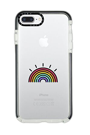 iPhone 7 Plus Casetify Gökkuşağı Desenli Anti Shock Premium Silikonlu Siyah Kenar Detaylı Telefon Kılıfı