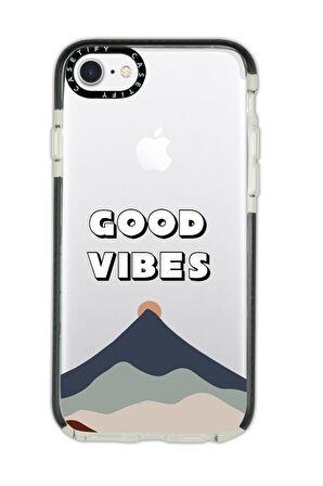 iPhone 6 Casetify Good Vibes Desenli Anti Shock Premium Silikonlu Siyah Kenar Detaylı Telefon Kılıfı