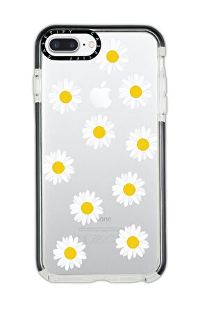 iPhone 8 Plus Casetify Bahar Papatyaları Desenli Anti Shock Premium Silikonlu Siyah Kenar Detaylı Telefon Kılıfı