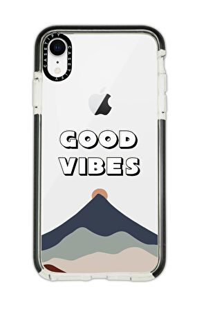iPhone XR Casetify Good Vibes Desenli Anti Shock Premium Silikonlu Siyah Kenar Detaylı Telefon Kılıfı