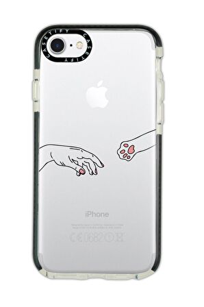 iPhone 8 Casetify Hand and Paw Desenli Anti Shock Premium Silikonlu Siyah Kenar Detaylı Telefon Kılıfı