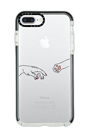 iPhone 8 Plus Casetify Hand and Paw Desenli Anti Shock Premium Silikonlu Siyah Kenar Detaylı Telefon Kılıfı