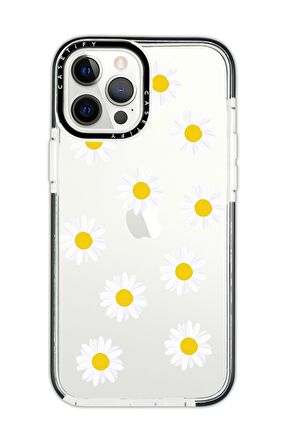 iPhone 12 Pro Casetify Bahar Papatyaları Desenli Anti Shock Premium Silikonlu Siyah Kenar Detaylı Telefon Kılıfı