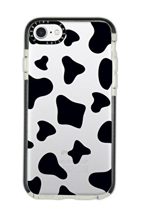 iPhone 7 Casetify İnek Desenli Anti Shock Premium Silikonlu Siyah Kenar Detaylı Telefon Kılıfı