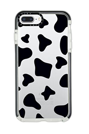 iPhone 7 Plus Casetify İnek Desenli Anti Shock Premium Silikonlu Siyah Kenar Detaylı Telefon Kılıfı