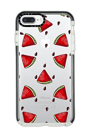 iPhone 8 Plus Casetify Karpuz Dilimleri Desenli Anti Shock Premium Silikonlu Siyah Kenar Detaylı Telefon Kılıfı