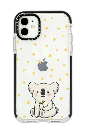 iPhone 12 Casetify Koala Desenli Anti Shock Premium Silikonlu Siyah Kenar Detaylı Telefon Kılıfı