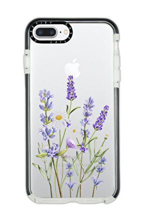 iPhone 7 Plus Casetify Lavender Desenli Anti Shock Premium Silikonlu Siyah Kenar Detaylı Telefon Kılıfı