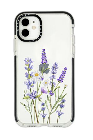 iPhone 11 Casetify Lavender Desenli Anti Shock Premium Silikonlu Siyah Kenar Detaylı Telefon Kılıfı