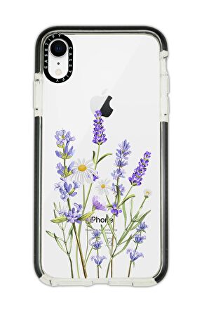 iPhone XR Casetify Lavender Desenli Anti Shock Premium Silikonlu Siyah Kenar Detaylı Telefon Kılıfı