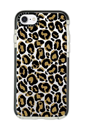 iPhone 6 Plus Casetify Leopar Desenli Anti Shock Premium Silikonlu Siyah Kenar Detaylı Telefon Kılıfı
