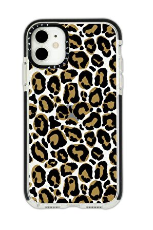 iPhone 11 Casetify Leopar Desenli Anti Shock Premium Silikonlu Siyah Kenar Detaylı Telefon Kılıfı