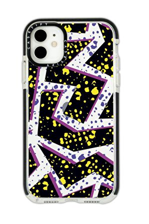 iPhone 11 Casetify Spotted Lightning Desenli Anti Shock Premium Silikonlu Siyah Kenar Detaylı Telefon Kılıfı